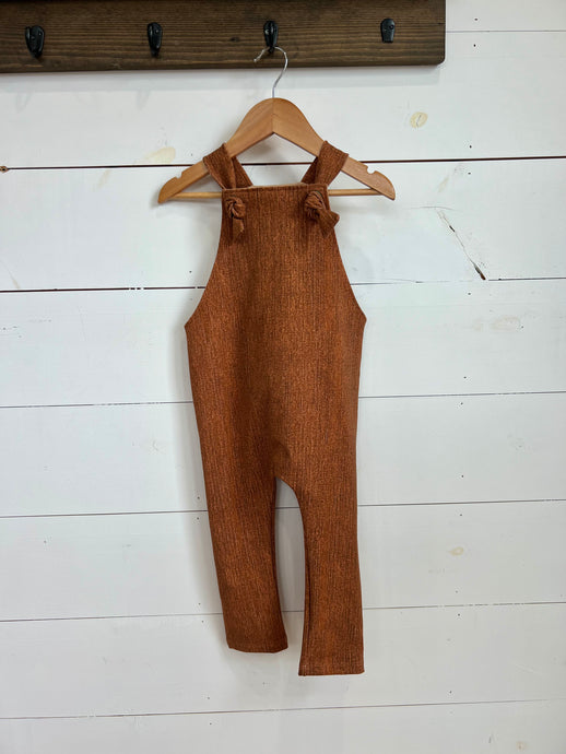 2T Rust Faux Denim Knotted Overalls