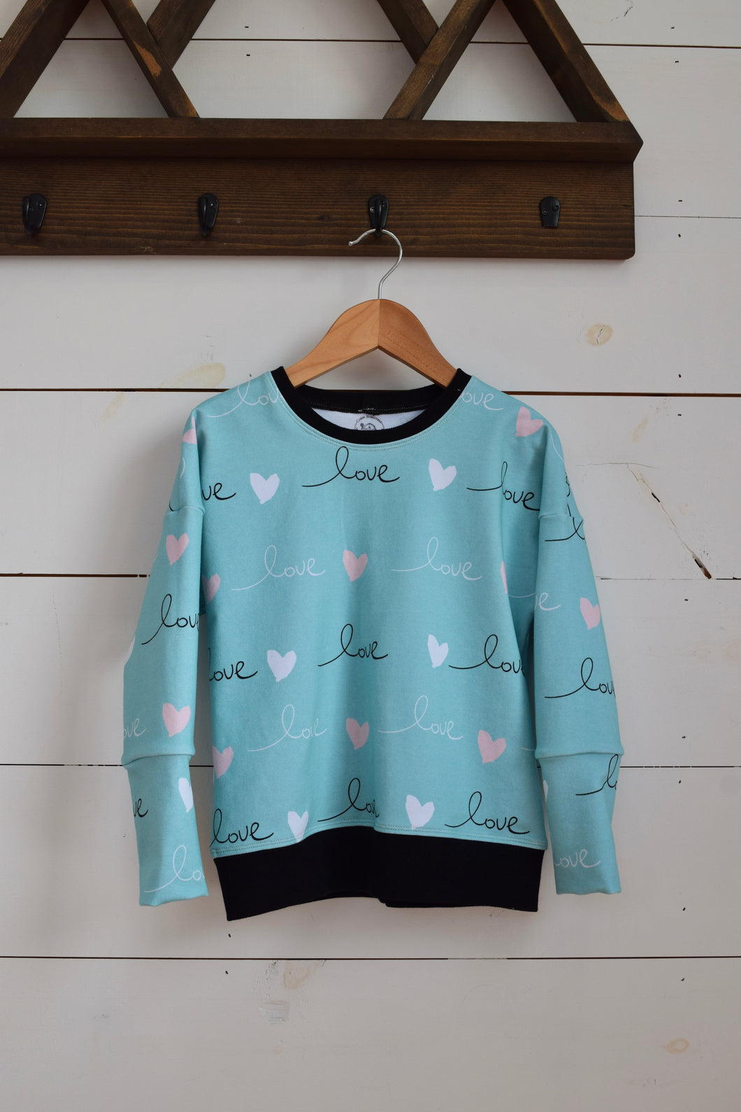 3-6yr Love Hearts Grow With Me Slouchy Dolman