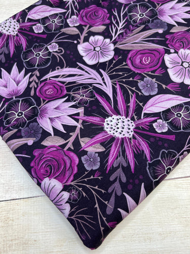 Moody Purple Floral Bamboo Spandex