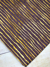 Load image into Gallery viewer, Gold Stripes Purple Bamboo Spandex