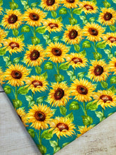 Load image into Gallery viewer, Turquoise Sunflowers Bamboo Spandex