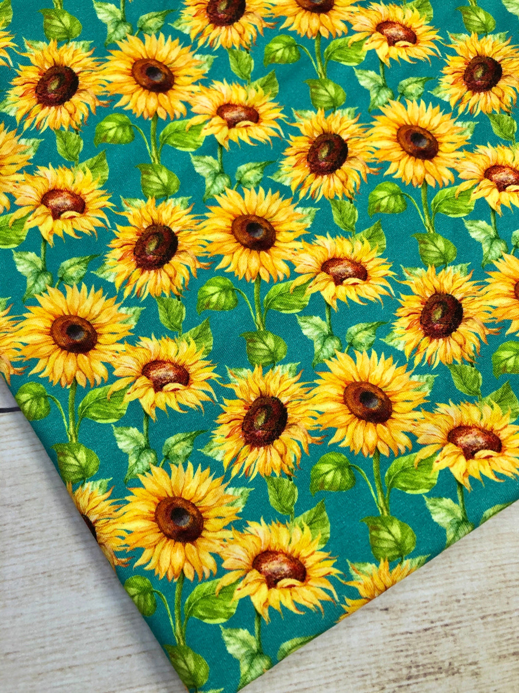 Turquoise Sunflowers Bamboo Spandex