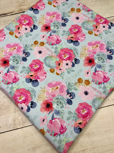 Mint Floral Cotton Spandex