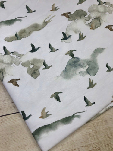 Birds in Flight Cotton Spandex