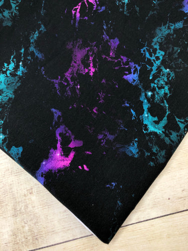 Black, Teal, Fuchsia Marble Galaxy Cotton Spandex