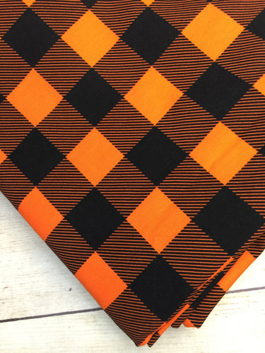 Orange Buffalo Plaid Cotton Spandex