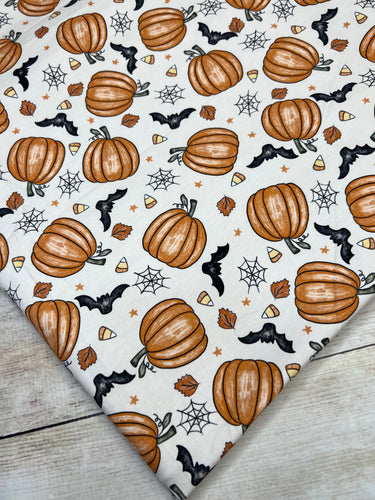Pumpkins and Bats Cotton Spandex