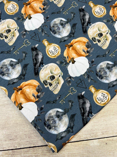 Pumpkins and Skulls Cotton Spandex