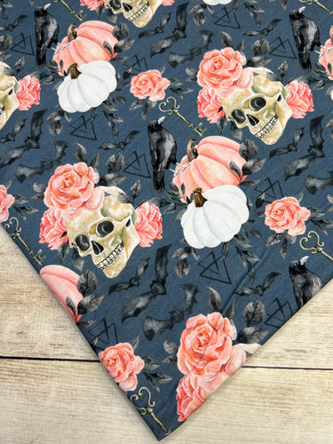 Pink Floral Skulls Cotton Spandex