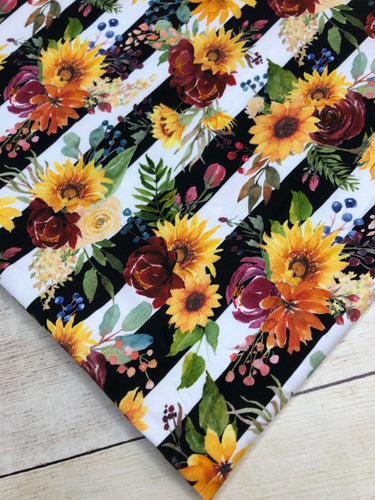 Fall Floral Stripes Cotton Spandex