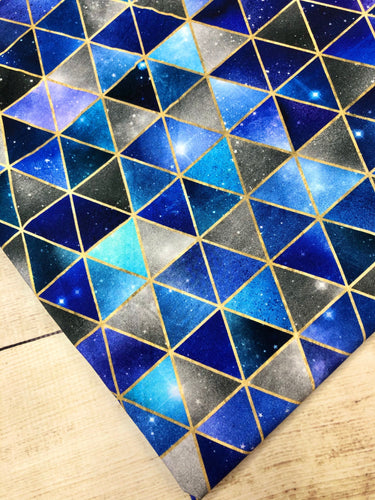 Blue and Green Galaxy Triangles Cotton Spandex