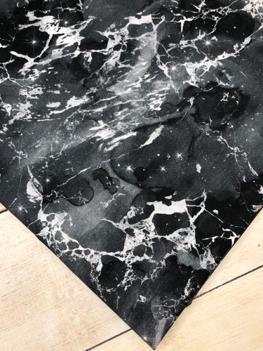 Black and Silver Marble Galaxy Cotton Spandex