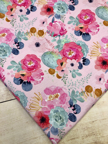 Pink Floral Cotton Spandex