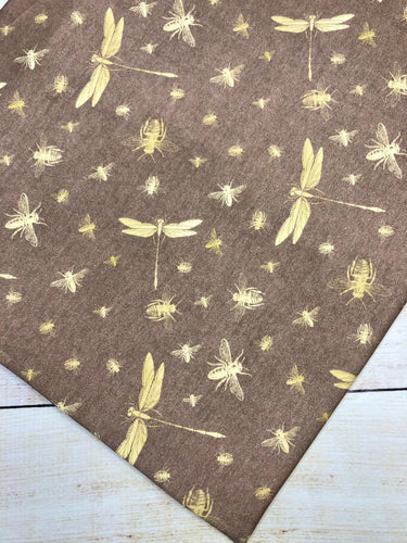 Golden Dragonflies Cotton Spandex