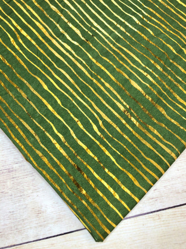 Green and Gold Stripes Cotton Spandex