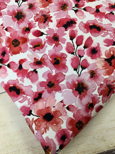 Water Color Floral Cherry French Terry