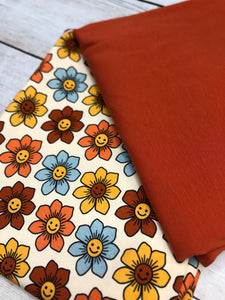 Retro Smiley Flowers French Terry