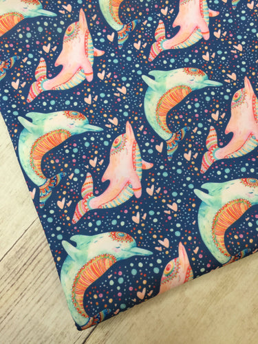 Celestial Dolphins Polyester Interlock