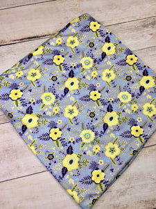 Yellow and Grey Floral Polyester Interlock