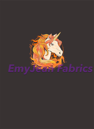 Fire Unicorn Cotton Spandex Panel