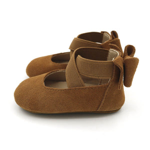 Camel Suede Bow-Back Soft Sole Shoes