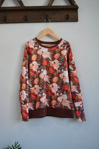 9-12 Grow With Me Floral Rust Slouchy Dolman